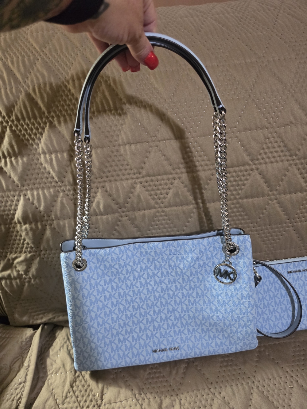 Michael Kors Light Blue Logo Crossbody Bag And Wristlet - Picture 3 of 9